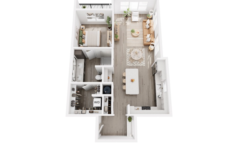 A3 - 1 bedroom floorplan layout with 1 bathroom and 918 square feet