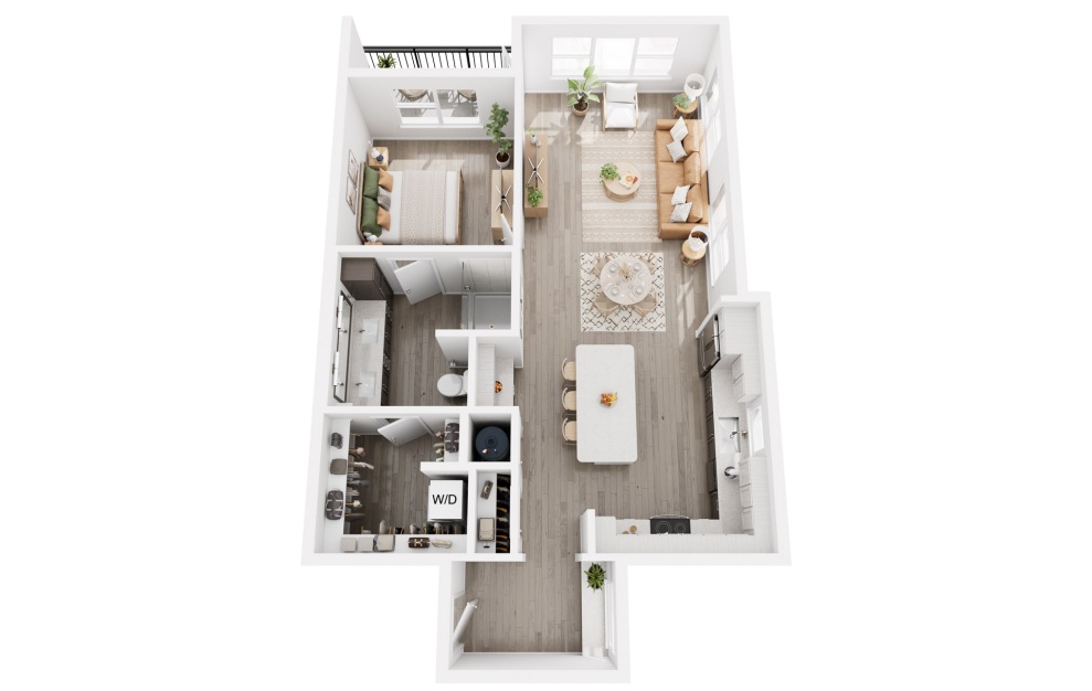 A3 - 1 bedroom floorplan layout with 1 bath and 918 square feet.