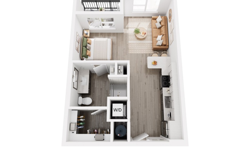 S1 - Studio floorplan layout with 1 bathroom and 528 square feet