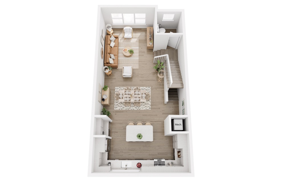 2 Bedroom Townhome - 2 bedroom floorplan layout with 2.5 baths and 1547 square feet. (Floor 2)